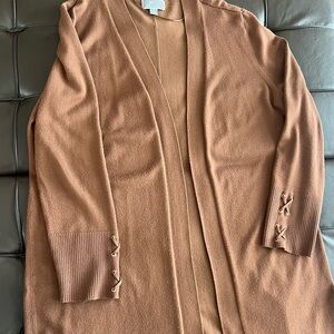 JM Collection rust colored open long cardigan